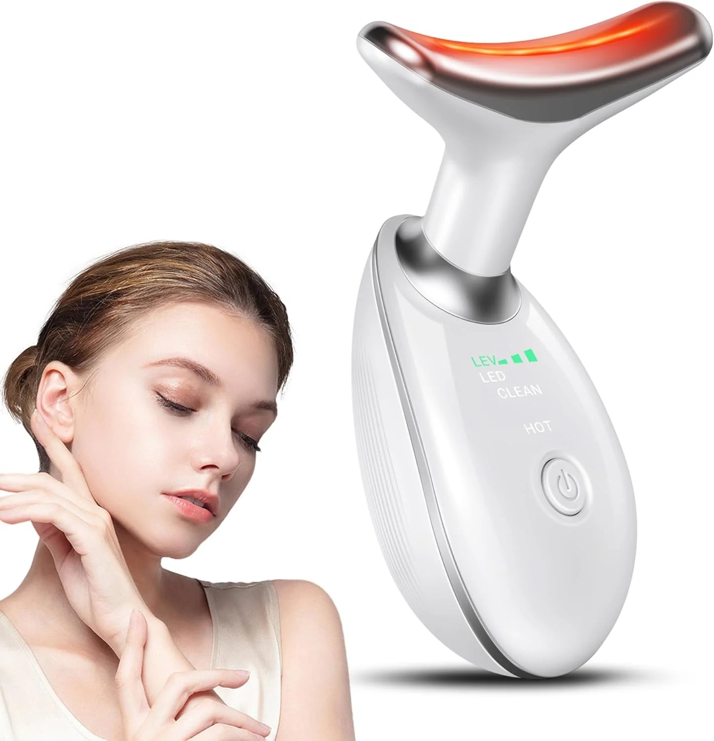 Facial & Neck Massager – Skin Firming, Wrinkle Reducer & Sculpting Tool | Portable LED Light Therapy for Face & Neck Care